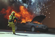 BMW caught in fire on  Park Street, Sydney